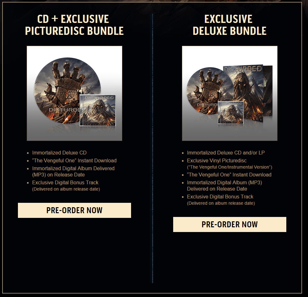 DISTURBED   IMMORTALIZED   PRE ORDER NOW